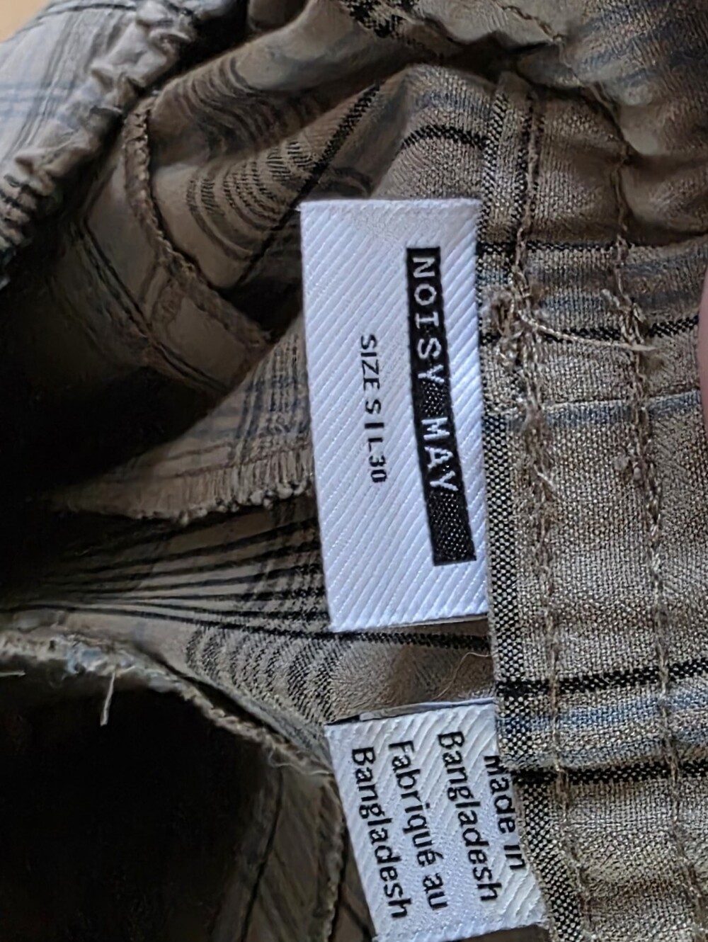 Noisy May Brown Plaid Elastic Waist Jogger Pants - Picture 3 of 3